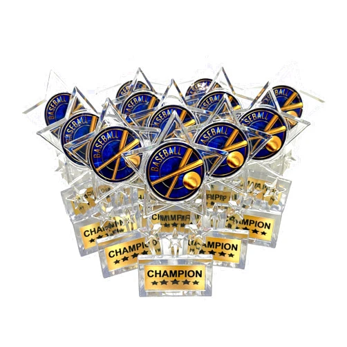 Express Medals 6.5 Inch Clear Acrylic Star Baseball Champion Trophy Awards (Pack of 12)