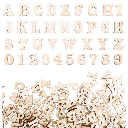 Nogeqi 200 Pieces Mini Wooden Numbers, 0.6inch Wooden Letters for Crafts, Unfinished Small Wood Letters Alphabet Unpainted for Homemade Arts DIY Project Sorting Grid