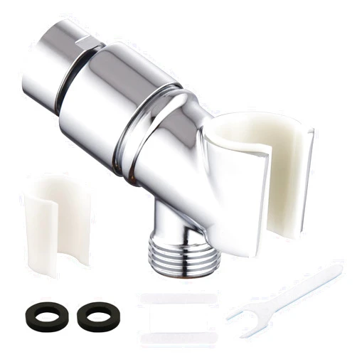 LUOFANT All Metal Handheld Shower Head Holder - Adjustable Shower Rod Holder with Brass Pivot Ball - Handheld Shower Head Holder - Shower Hose Holder for attaching Shower arm to Shower Hose, Chrome…