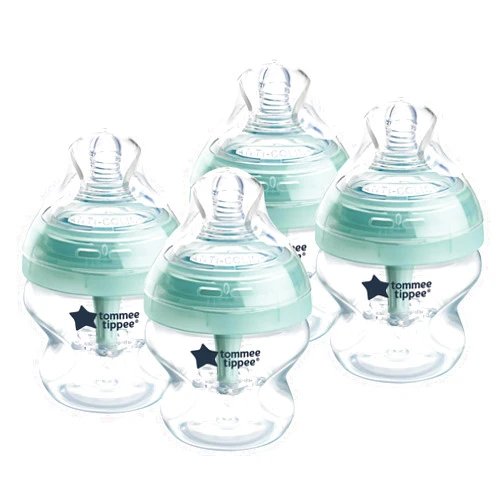 Tommee Tippee Baby Bottles, Advanced Anti-Colic Baby Bottle with Slow Flow Breast-Like Nipple, 5oz, 0m+, Self-Sterilizing, Baby Feeding Essentials, Pack of 4