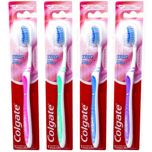 Colgate Wave Gum Comfort Toothbrush, Ultra Soft Compact Head, Colors Vary, 4-pack