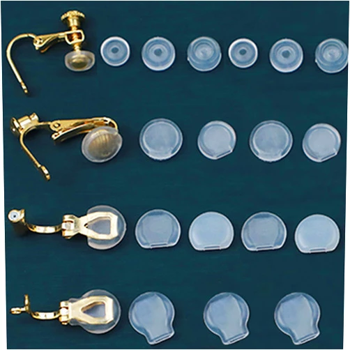 OwlkOrmy 80 Pieces 8 Size Earring Pads TPE Material (Better Than Silicone) Comfort Earring Cushions for Clips on Earrings, Clear, White (Clear)