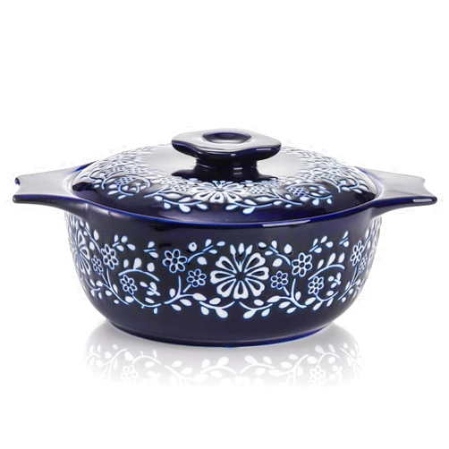 Bekith Casserole Dish with Lid, Ceramic Casserole Dish For Oven, 2.6-Quart Round Baking Dishes, Oven Safe and Durable Bakeware for Dinner and Party, Wedding Gifts, Blue