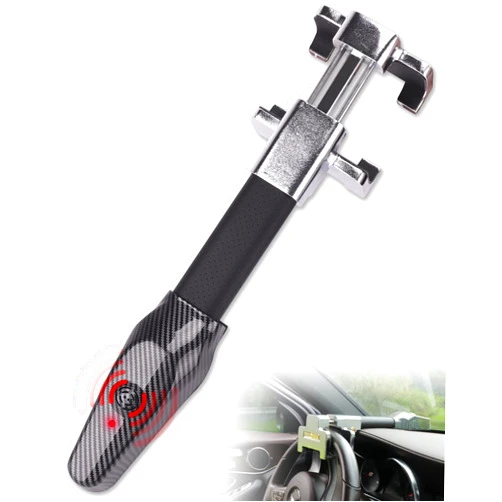 Tevlaphee Steering Wheel Lock with Alarm,Heavy Duty Anti-Theft Car Device Car Lock Car Theft Prevention Universal Fit for Vehicle Truck Van SUV Car Security with 2 Keys