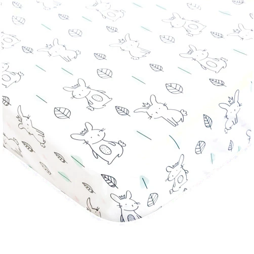 Moonsea Pack and Play Sheets Fitted Mini Crib, Breathable Microfiber Stretchy Playard Sheets Fit for Graco Pack and Play, Lovely Bunny Mini Crib Fitted Sheets for Boys and Girls