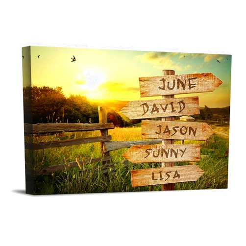BOTTEGAARTS Country road in the mountains Multi Names Custom Canvas/Photo Prints with Family's Names Couple's Names Special Date on it,Perfect Present for Anniversary,Wedding,Birthday,Holidays