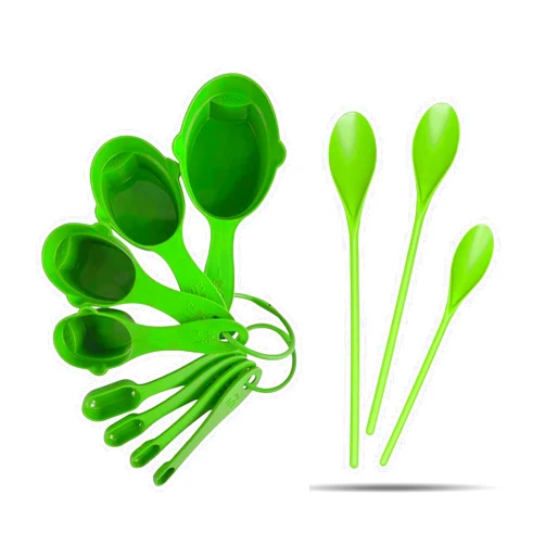 Crisp Green Kitchenware Duo - Measuring Cups & Mixing Spoons - Durable, Dishwasher Safe, Made in the USA