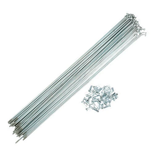 X AUTOHAUX 36 Pcs 14G J Bend 2mm Bike Bicycle Spokes with Nipples Steel Silver Tone