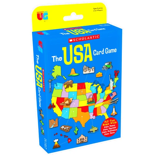 University Games, Scholastic USA Travel Card Game, Learn State Capitals and Historic Facts, Great Geography Challenge Card Game for Kids Ages 6 and Up