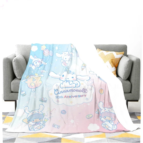 NIKKHO My Melody & Kuromi and Cinnamoroll with A Lot of Cute Animals Flannel blanket home decor fleece blanket 50x40 Inch