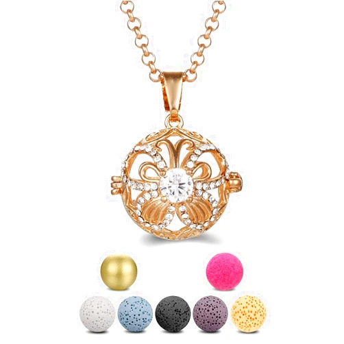 Kimvino Aromatherapy Essential Oil Diffuser Necklace, CZ Butterfly Zircon Essential Oil Diffuser Jewelry, Aroma Perfume Spiritual Items for Meditation Yoga, Jewelry Gift for Women (with Gift Box)