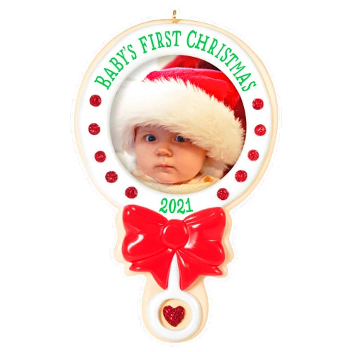 Hallmark Keepsake Resin Christmas Ornament, Year Dated 2021, Baby's First Christmas Photo Frame