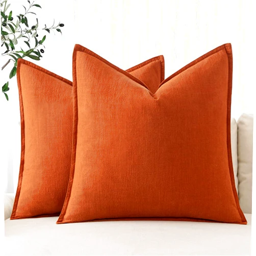 MIULEE Linen Pillow Covers 18x18 Inch Fall Rust Decorative Linen Throw Pillow Covers Pack of 2 Soft Accent Farmhouse Couch Pillowcases Modern Home Decors for Sofa Cushion Living Room Bed