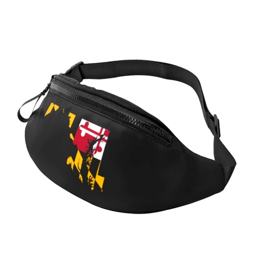 CHENYONAS Maryland Flag Map Home Unisex Adjustable Leisure Waist Bag Outdoor Sports Running Waist Bag Business Travel Mobile Phone Bag