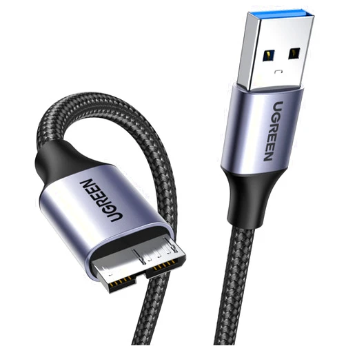 UGREEN Micro USB 3.0 Cable, USB 3.0 A to Micro B Cord Nylon Braided External Hard Drive Cable Compatible with Samsung Galaxy S5, Note 3/Pro 12.2, Western Digital, Toshiba, My Passport, etc 1.5 FT