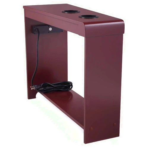 XMLYEC American Heritage End Table, Narrow Side Table with Charging Station, 2 Cup Holders and Storage Shelf for Living Room, Office, Brown