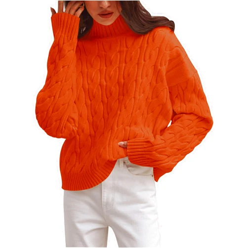 ZESICA Women's Sweaters 2024 Fall Winter Long Sleeve Mock Neck Solid Color Casual Loose Chunky Pullover Sweater