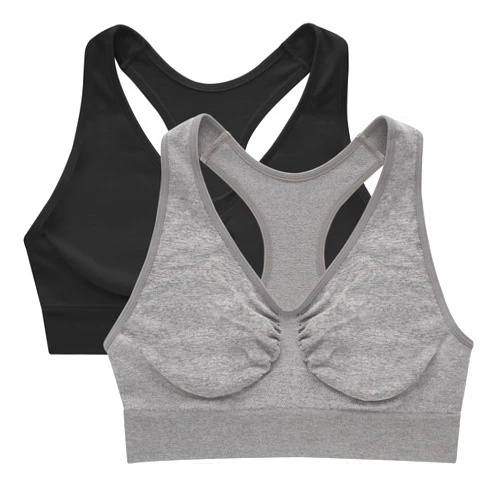 Hanes Women's Seamless Racerback Bra, Pullover Full-Coverage Bralette, 2-Pack