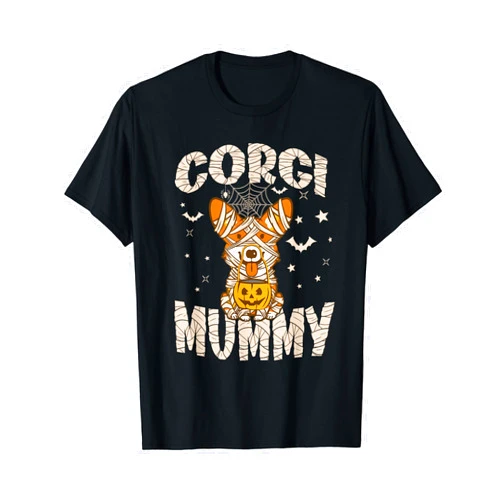 Popular Halloween Costume Welsh Corgi Dog Puppy Halloween Costume Dog Lover Owner Outfit Adult Corgi Mummy T-Shirt