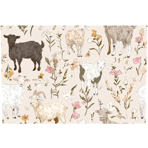 MAGAFA Various Goats Peel and Stick Wallpaper Floral Self Adhesive Removable Farmhouse Wallpaper Renter Friendly Contact Paper for Bedroom Bathroom Shelf Liner 17.71