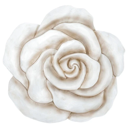 NAT AND JULES NAT & Jules Rose Flower Shaped Dimensional Indoor Outdoor 12 inch Cast Resin Decorative Garden Stepping Stone, Patio, Walkway Sculpture Yard Art, White