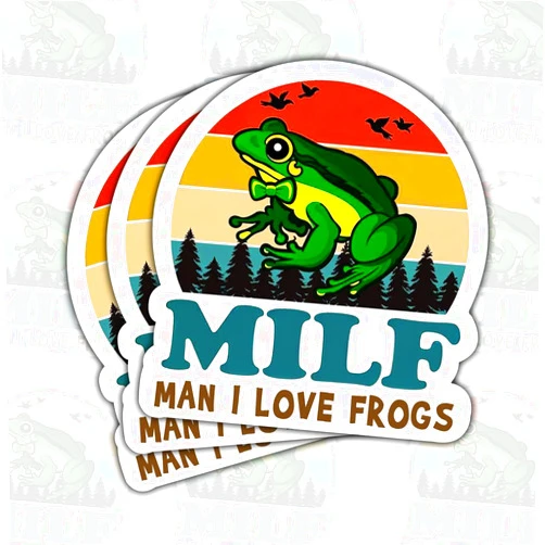 Vybonz (3Pcs) Funny Man I Love Frogs Milfs Milfs Adult Joke Humor Frog Lover Frog Love Gift Sticker - Laptop Water Bottle Tumbler Car Truck Bumper Helmet Phone Wall Window Sticker 3