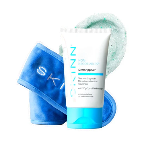SKINN DermAppeal Microdermabrasion Face Scrub - Professional-Level Exfoliating Facial Scrub with Headband for Mess-Free Application - Daily Skin Care for Wrinkles & Fine Lines & Smooth, Glowing Skin
