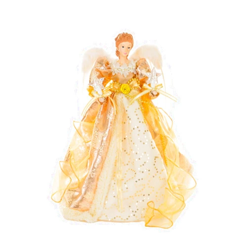 Starlight Collection Polyester Majestsic Angel Tree Topper in Radiating Gold Regalia Extravagant Christmas Décor, Gold, LED