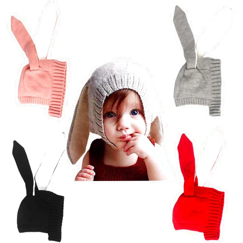 xsby Baby Kids Boy Girl Knitted Crochet Rabbit Ear Beanie Winter Warm Hat Cap