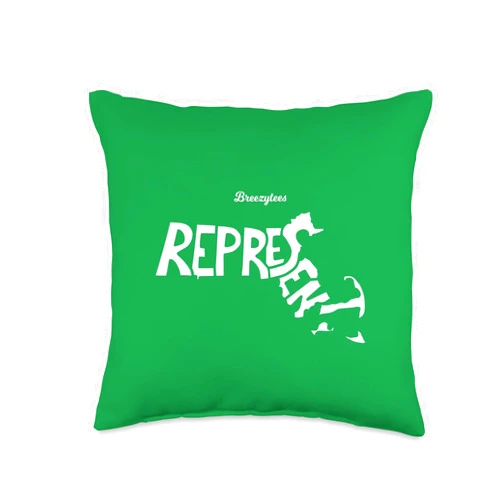 Breezytees Represent Massachusetts Throw Pillow, 16x16, Multicolor