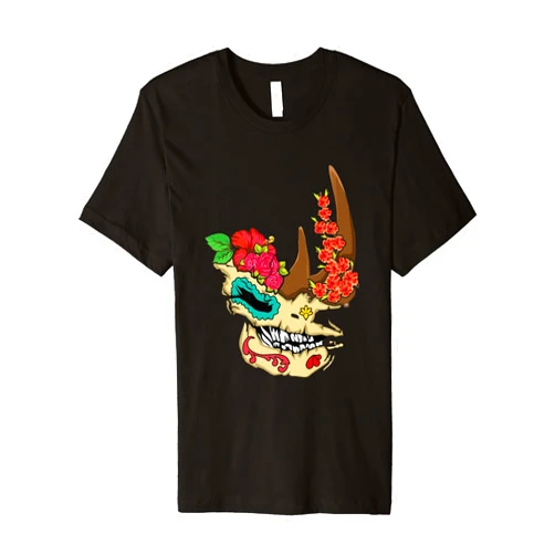 Bone Animal Lover Floral Día De Los Muertos Gift Animal Floral Aesthetic Dia De Los Muertos Souls Day Of Dead Premium T-Shirt