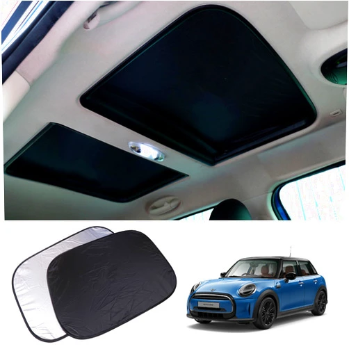 Beccis 2pcs Foldable Sunroof Shade Sunshade Heat Isolate fit for Mini Cooper, Clubman & Countryman R56 All Years Black