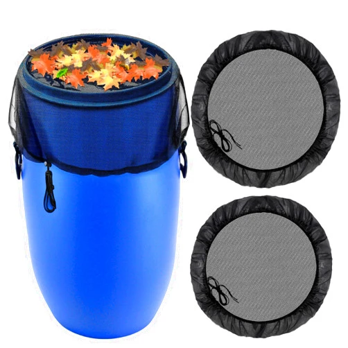 CLESDF Mesh Cover for Rain Barrel, 2Pcs Water Collection Buckets Cover Rain Collection Barrels Netting Screen to Keep Mosquitoes, Leaves and Debris