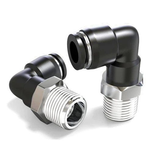 TAILONZ PNEUMATIC Male Elbow 8mm Tube OD x 1/4 Inch NPT Thread 90 Push to Connect Fittings PL8-N2 (Pack of 10)