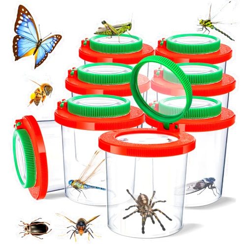TORINALITAL Insert Bug Viewer for Kids, 8PCS Magnifying Insect Box Bug Catcher Kit for Kids Bug Magnifier Container Critter Insect Bug Cage Bug Jar, Magnifier Backyard Explorer Insect Bug Viewer Collecting Kit