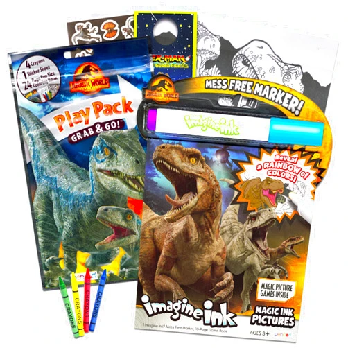 Bendon Jurassic World Coloring and Activity Books Set - Imagine Ink, 20 Pages, Stickers, Door Hanger - Gifts for Kids, Toddlers, Boys