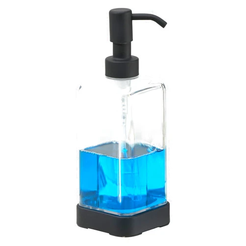 InterDesign iDesign Soap Dispenser for Bathroom or Vanity - Holds Hand Soap or Lotion - Clear/Matte Black