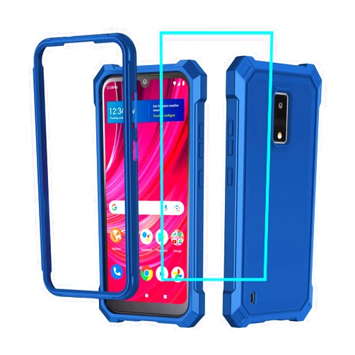 Aulzaju for BLU View 4 Case with Screen Protector,Blu View 4 Phone Case Front Back Full Body Protective Soft TPU Bumper Raised Corner Edge Military Grade Shockproof Cover for BLU View4 B135DL Blue