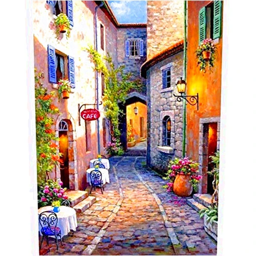 LVIITIS DIY 5D Diamond Painting Kits for Adults Full Drill, Paintings Pictures Arts Craft for Home Wall Decor，5D Painting Dots Kits (Streets)