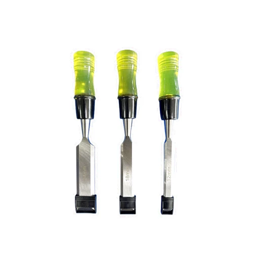 HANXOZU 3 Piece Wood Chisel Set for Woodworking, CR-V Steel Beveled Edge Blade, Durable PVC High Impact Handle Wood Chisel