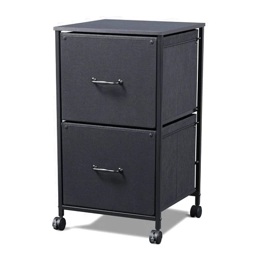 DEVAISE 2 Drawer Mobile File Cabinet, Rolling Printer Stand, Fabric Vertical Filing Cabinet fits A4 or Letter Size for Home Office, Black