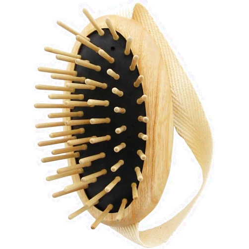 TEK - Scalp Massage Brush in Ash Wood with Strap, Ideal for Washing Air and Application of Anti-Hair Loss Lotions, 8,5 x 5 cm