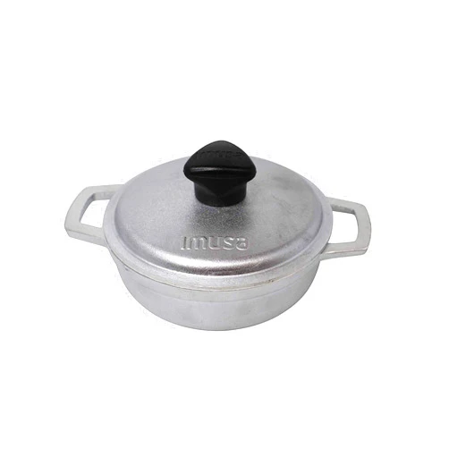 IMUSA 0.5Qt Mini Cast Aluminum Traditional Caldero Set with Lid,Silver