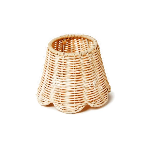 Two's Company Scallop Rattan Lamp Shade Cover with Scallop Edge, 5.5-Inch
