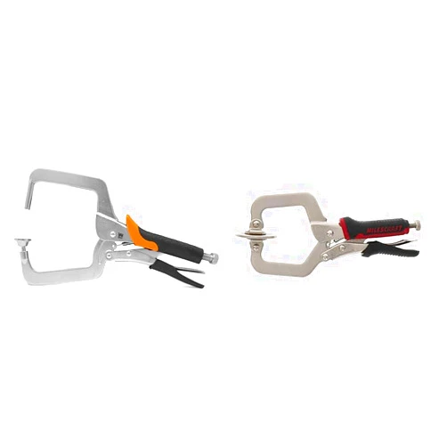 WEN CL436R 4-Inch Right Angle Clamp for Woodworking and Pocket Hole Joinery & Milescraft 4000 2in Face Clamp Premium Heavy Duty, Locking, C-Clamp with Adjustable Swivel Pads