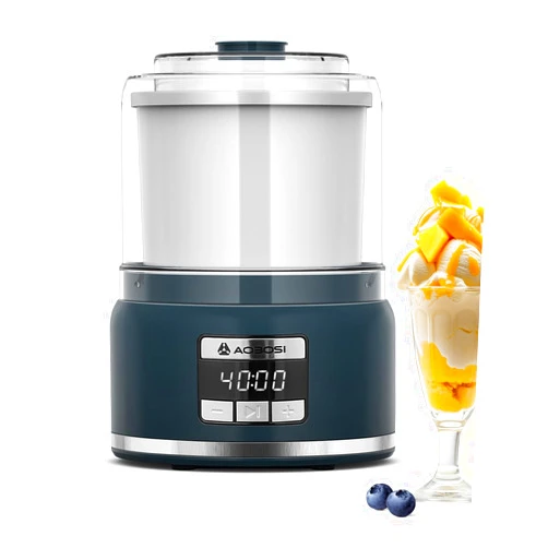 AAOBOSI Ice Cream Maker,Automatic Ice Cream Machine,2 Quart Double Insulated Freezer Bowl,Gelato,Sorbet,Frozen Yogurt Maker Machine,Homemade Soft Serve Ice Cream,Timer