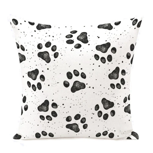 MURUFUL Texture Sketches Dog Paw Throw Pillow Cover 18X18 Inch，Animal Natural White Art Black Wildlife Square Throw Pillow Cases，Polyester Throw Cushion Covers for Couch Sofa Chair Bedroom