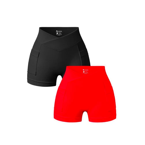 OQQ Women's High Waist Yoga Shorts Mini Shorts with Pockets 2-Pack Athletic Workout Shorts