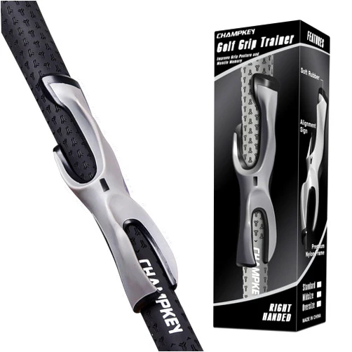 CHAMPKEY Professional Golf Grip Trainer - Perfect Golf Training Aid for Proper Hand Positioning and Grip - Suitable for Standard Size Golf Grip - Right Handed (Gray,Standard)