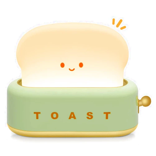 TOOGE Desk Decor Cute Toast Lamp Small Desk Lamp Night Light for Kids Rechargeable with Smile Face Kawaii Decor for Bedroom, Table, Bedside, Desk Gifts for Kids and Adults